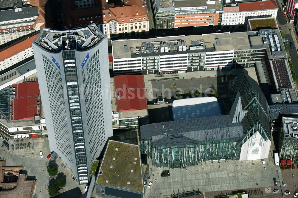 Leipzig von oben - Neubau des Hauptgebäudes der Universität UNI Leipzig im Bundesland Sachsen