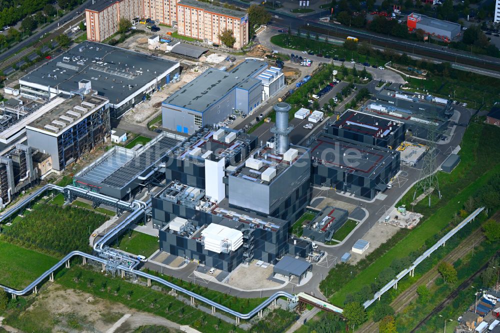 Berlin von oben - Neubau des Heizkraftwerkes - Kraft-Wärme-Kopplungsanlage im Ortsteil Marzahn in Berlin, Deutschland