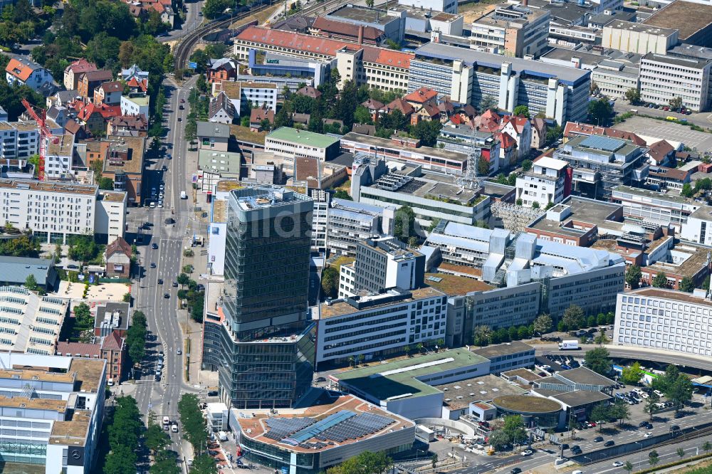 Luftbild Stuttgart - Neubau des Hochhaus- Gebäudekomplexes Porsche Tower im Ortsteil Feuerbach-Ost in Stuttgart im Bundesland Baden-Württemberg, Deutschland
