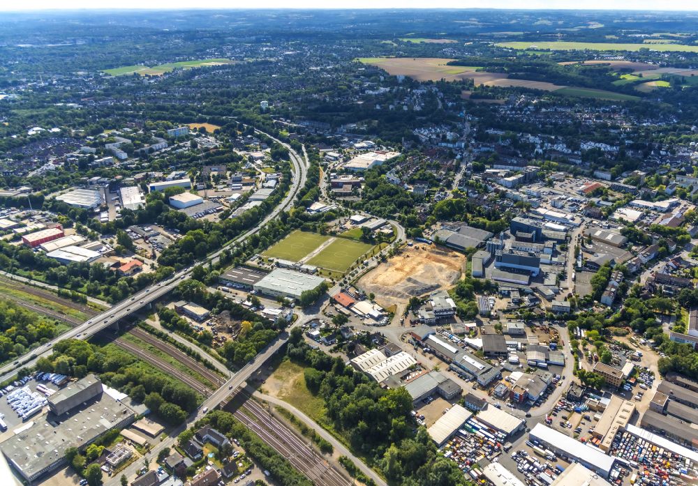 Luftbild Mülheim an der Ruhr - Neubau eines Hochregal- Lager-Gebäudekomplex und Logistikzentrum der Verteilzentrum der DHL in Mülheim an der Ruhr im Bundesland Nordrhein-Westfalen, Deutschland