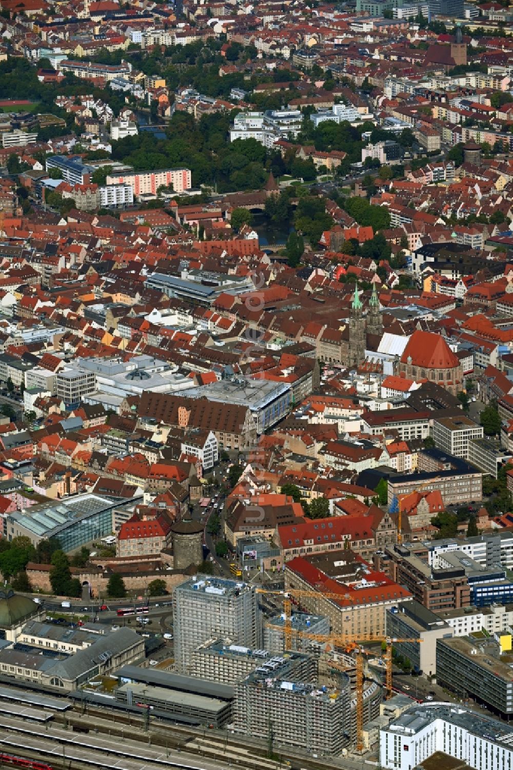 Luftaufnahme Nürnberg - Neubau der Hotelanlage Tafelhof Palais in Nürnberg im Bundesland Bayern, Deutschland