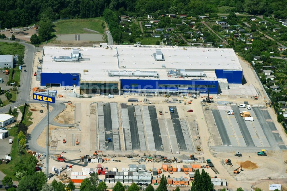 Luftbild Magdeburg - Neubau eines IKEA- Einrichtungshauses - Möbelmarkt in Magdeburg im Bundesland Sachsen-Anhalt