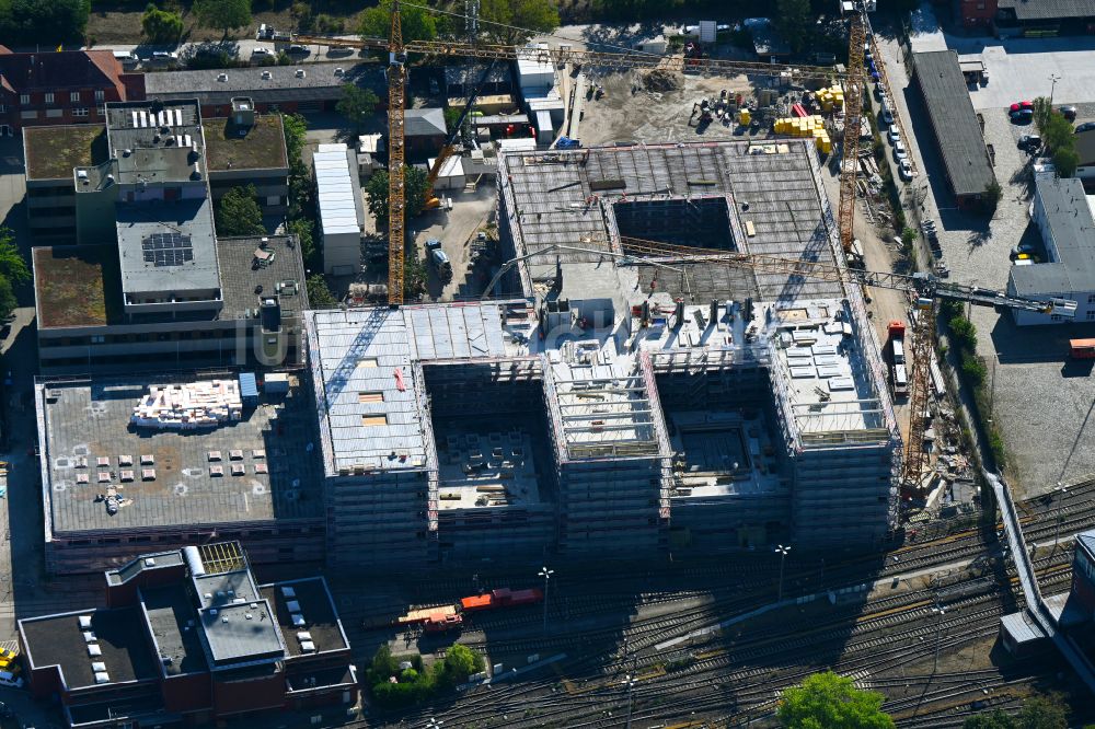 Luftbild Berlin - Neubau der Instandhaltungswerkstatt und Ausbesserungswerk für Zug- Waggons in Berlin, Deutschland