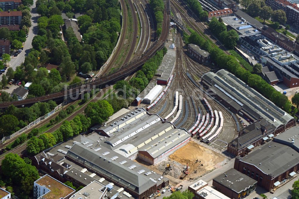 Luftbild Hamburg - Neubau der Instandhaltungswerkstatt und Ausbesserungswerk für Zug- Waggons in Hamburg, Deutschland