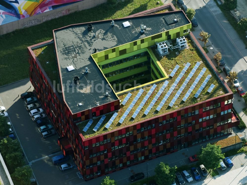 Luftaufnahme Leipzig - Neubau des Labor- u. Bürogebäudes Bio Cube in Leipzig im Bundesland Sachsen