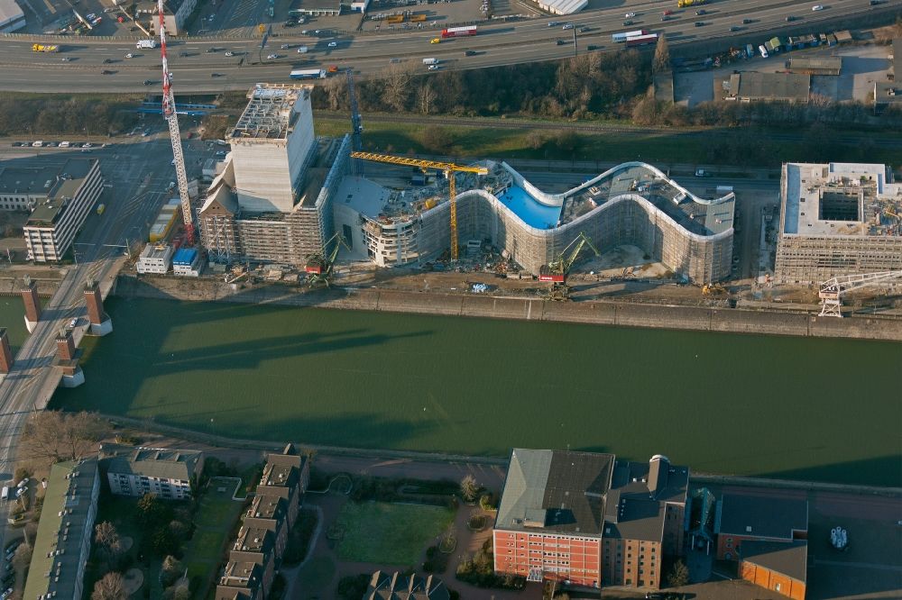 Duisburg aus der Vogelperspektive: Neubau des Landesarchiv NRW in Duisburg im Bundesland Nordrhein-Westfalen