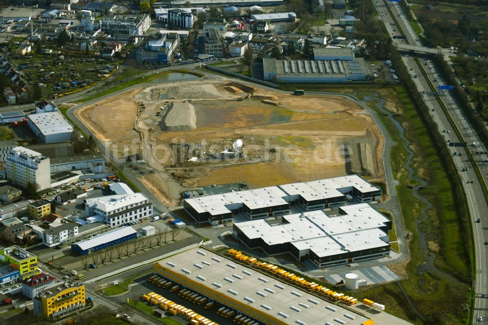 Luftbild Frankfurt am Main - Neubau eines Logistikparks Segro City Park in Frankfurt am Main im Bundesland Hessen, Deutschland