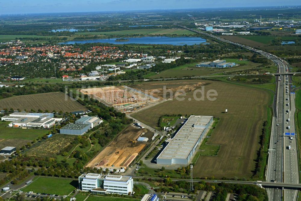 Barleben von oben - Neubau des Logistikzentrums Baytree Logistics Properties LLP in Barleben im Bundesland Sachsen-Anhalt, Deutschland