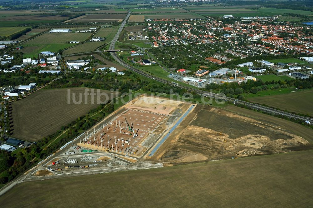 Barleben von oben - Neubau des Logistikzentrums Baytree Logistics Properties LLP in Barleben im Bundesland Sachsen-Anhalt, Deutschland