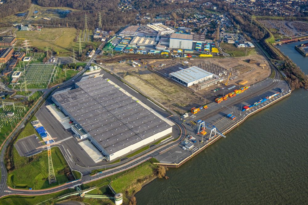 Luftaufnahme Duisburg - Neubau des Logistikzentrums in Duisburg im Bundesland Nordrhein-Westfalen, Deutschland