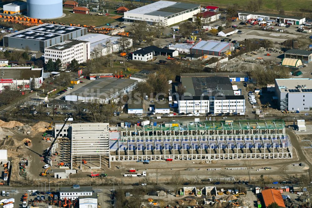 Potsdam aus der Vogelperspektive: Neubau des Logistikzentrums GLS im Ortsteil Drewitz in Potsdam im Bundesland Brandenburg, Deutschland