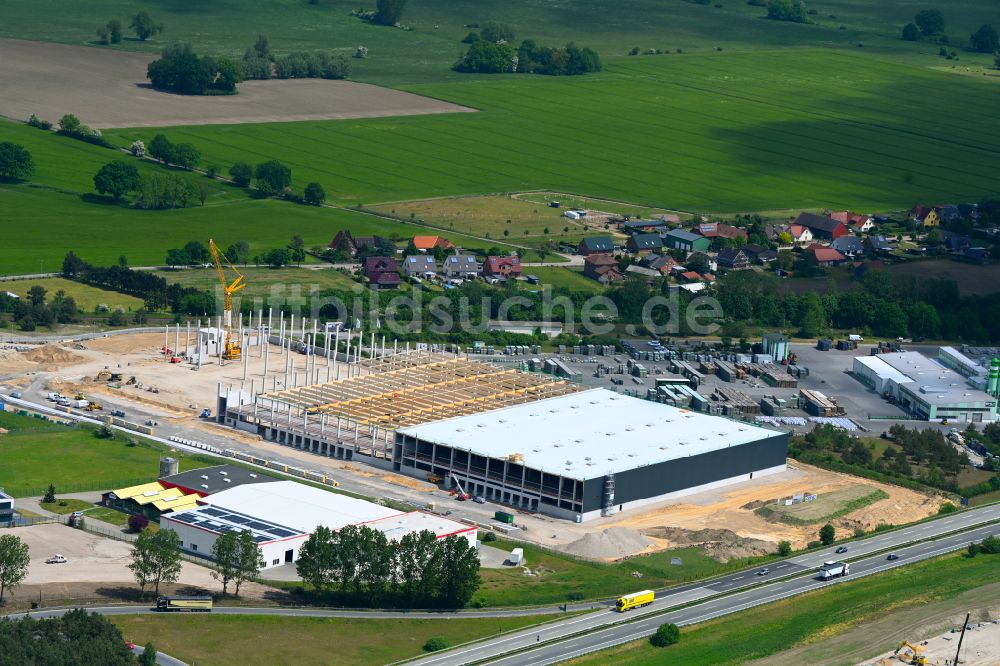 Luftaufnahme Wittenburg - Neubau des Logistikzentrums - Logistikcampus - in Wittenburg im Bundesland Mecklenburg-Vorpommern, Deutschland
