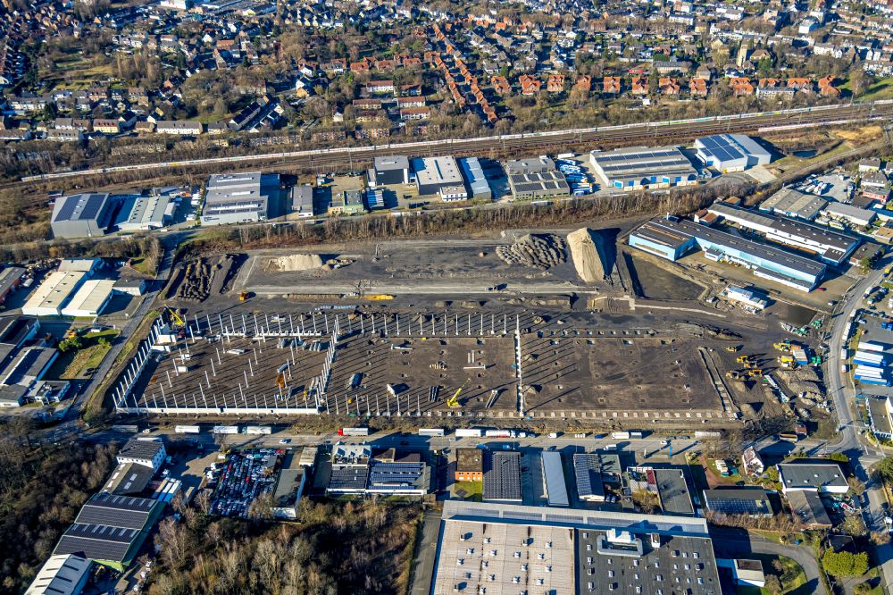 Luftaufnahme Bottrop - Neubau des Logistikzentrums DC1 und DC2 - Prologis Park in Bottrop im Bundesland Nordrhein-Westfalen, Deutschland