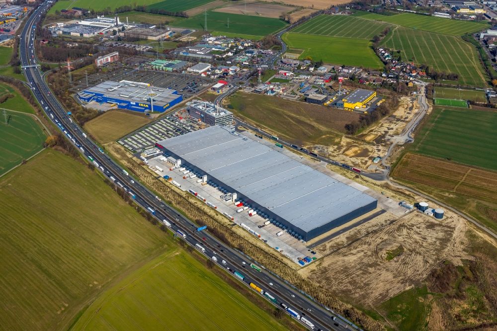 Luftaufnahme Kamen - Neubau eines Logistikzentrums der Woolworth GmbH in Kamen im Bundesland Nordrhein-Westfalen, Deutschland