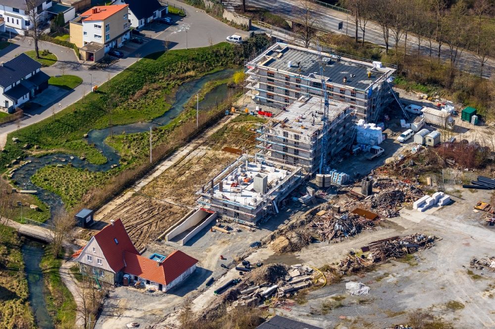 Luftbild Soest - Neubau von Mehrfamilien- Wohnhäusern am Feldmühlenweg in Soest im Bundesland Nordrhein-Westfalen, Deutschland