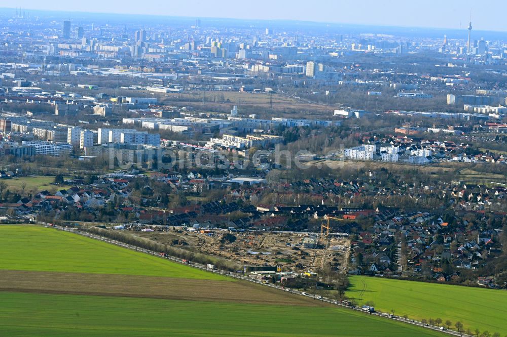 Luftaufnahme Ahrensfelde - Neubau einer Mehrfamilienhaus-Wohnanlage Ahrensfelder Obstwiesen in Ahrensfelde im Bundesland Brandenburg, Deutschland