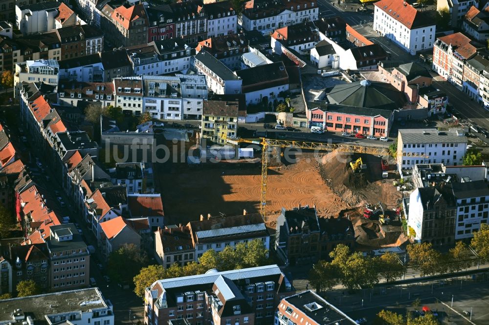 Luftaufnahme Saarbrücken - Neubau einer Mehrfamilienhaus-Wohnanlage im Areal Großherzog-Friedrich-Höfe in Saarbrücken im Bundesland Saarland, Deutschland