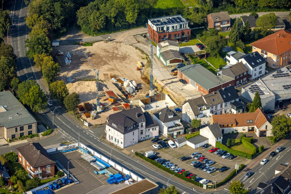 Luftaufnahme Beckum - Neubau einer Mehrfamilienhaus-Wohnanlage Areal am Holtmarweg in Beckum im Bundesland Nordrhein-Westfalen, Deutschland