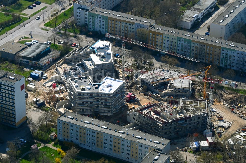 Luftbild Halle (Saale) - Neubau einer Mehrfamilienhaus-Wohnanlage Begonienstraße - Muldestraße in Halle (Saale) im Bundesland Sachsen-Anhalt, Deutschland