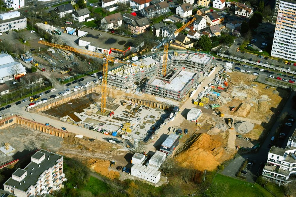 Nieder-Eschbach von oben - Neubau einer Mehrfamilienhaus- Wohnanlage am Ben-Gurion-Ring in Nieder-Eschbach im Bundesland Hessen, Deutschland