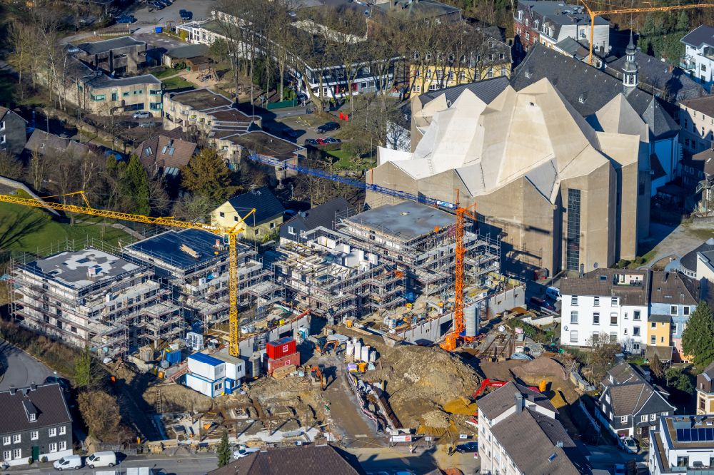 Luftbild Velbert - Neubau einer Mehrfamilienhaus-Wohnanlage DESIGN AM DOM in Velbert im Bundesland Nordrhein-Westfalen, Deutschland