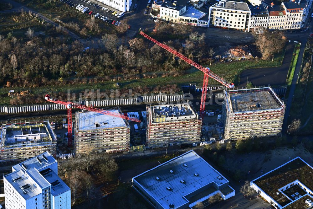 Luftbild Leipzig - Neubau einer Mehrfamilienhaus-Wohnanlage Dösner Weg in Leipzig im Bundesland Sachsen, Deutschland
