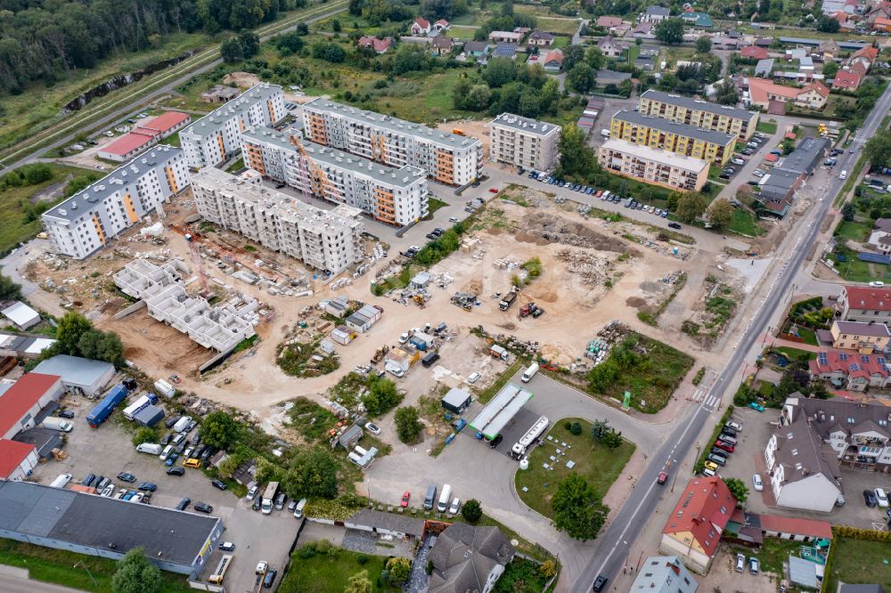 Luftaufnahme Slubice - Neubau einer Mehrfamilienhaus-Wohnanlage EKO-PROJEKT DEVELOPMENT SP. Z O.O. in Slubice in Lubuskie Lebus, Polen