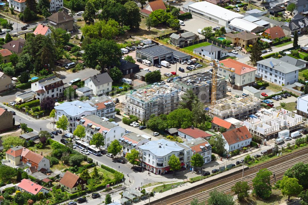 Luftbild Falkensee - Neubau einer Mehrfamilienhaus-Wohnanlage Falkenhöfe in Falkensee im Bundesland Brandenburg, Deutschland