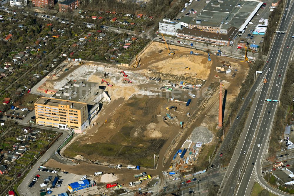 Luftbild Berlin - Neubau einer Mehrfamilienhaus-Wohnanlage Gewerbehöfequartier Go West in Berlin, Deutschland