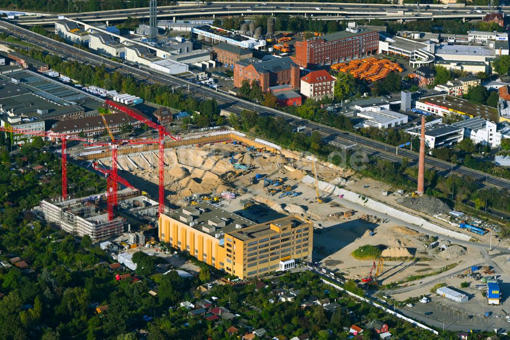 Luftbild Berlin - Neubau einer Mehrfamilienhaus-Wohnanlage Gewerbehöfequartier Go West in Berlin, Deutschland
