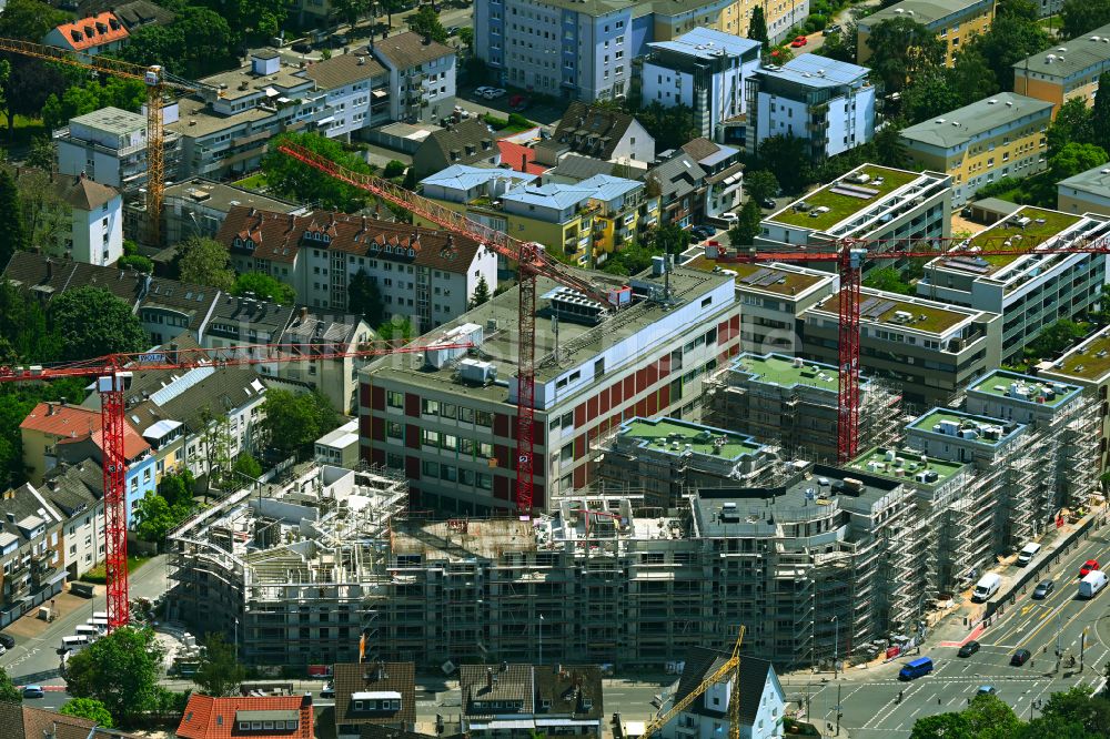 Darmstadt aus der Vogelperspektive: Neubau einer Mehrfamilienhaus-Wohnanlage HERZOGHÖFE in Darmstadt im Bundesland Hessen, Deutschland