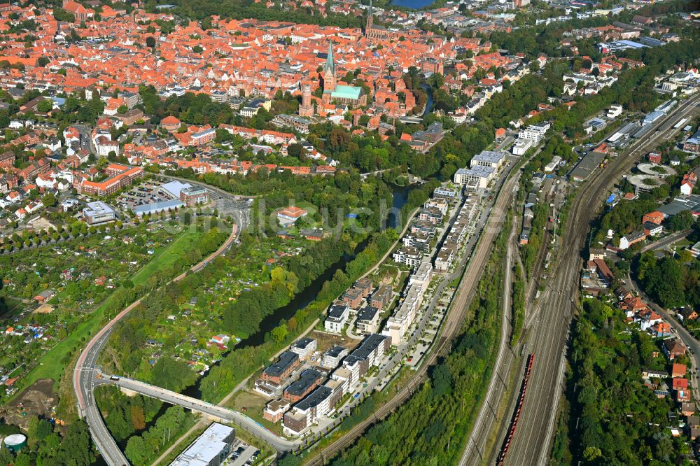 Luftbild Lüneburg - Neubau einer Mehrfamilienhaus-Wohnanlage Ilmenaugarten in Lüneburg im Bundesland Niedersachsen, Deutschland