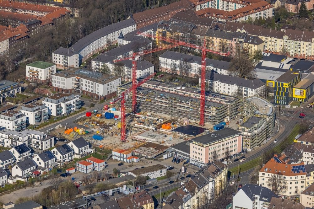Dortmund von oben - Neubau einer Mehrfamilienhaus- Wohnanlage Kaiser-Quartier in Dortmund im Bundesland Nordrhein-Westfalen, Deutschland