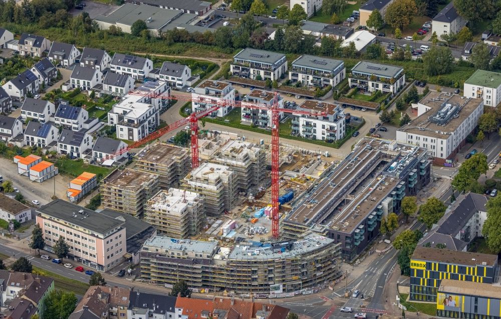 Dortmund von oben - Neubau einer Mehrfamilienhaus- Wohnanlage Kaiser-Quartier in Dortmund im Bundesland Nordrhein-Westfalen, Deutschland