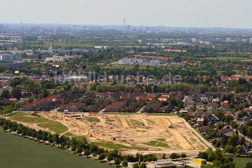 Luftbild Ahrensfelde - Neubau einer Mehrfamilienhaus-Wohnanlage Kirschenallee in Ahrensfelde im Bundesland Brandenburg, Deutschland