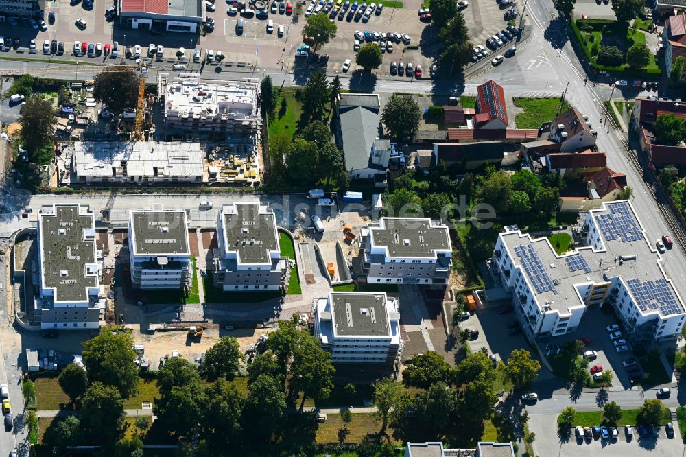 Luftaufnahme Jena - Neubau einer Mehrfamilienhaus-Wohnanlage Linden-Allee im Ortsteil Zwätzen in Jena im Bundesland Thüringen, Deutschland