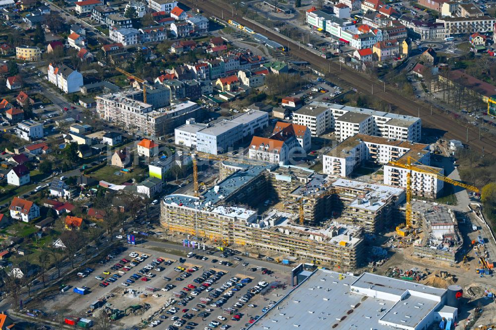 Luftbild Falkensee - Neubau einer Mehrfamilienhaus-Wohnanlage Merlin-Quartier in Falkensee im Bundesland Brandenburg, Deutschland