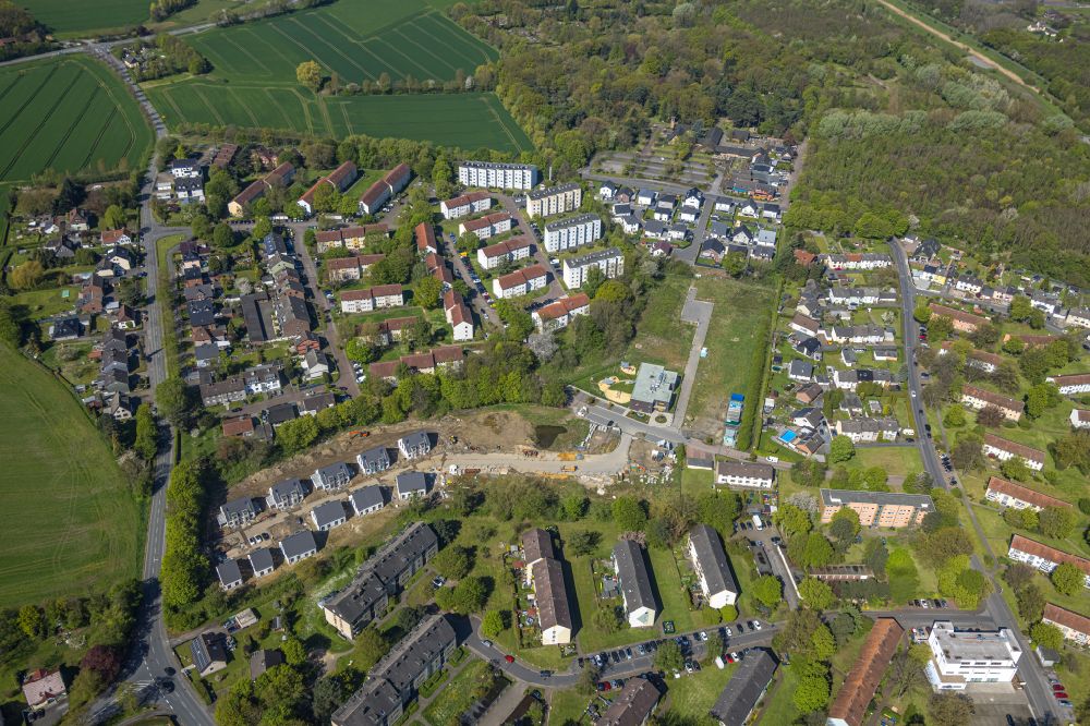 Luftbild Bergkamen - Neubau einer Mehrfamilienhaus-Wohnanlage Neubausiedlung Heidegärten in Bergkamen im Bundesland Nordrhein-Westfalen, Deutschland