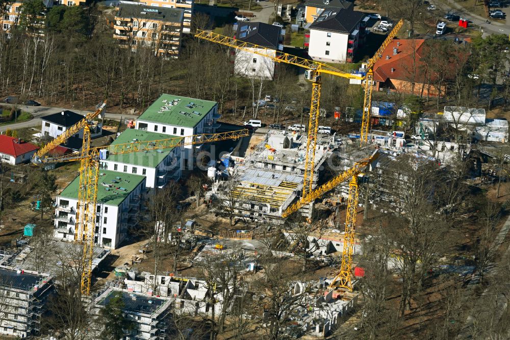 Königs Wusterhausen von oben - Neubau einer Mehrfamilienhaus-Wohnanlage im Ortsteil Zeesen in Königs Wusterhausen im Bundesland Brandenburg, Deutschland