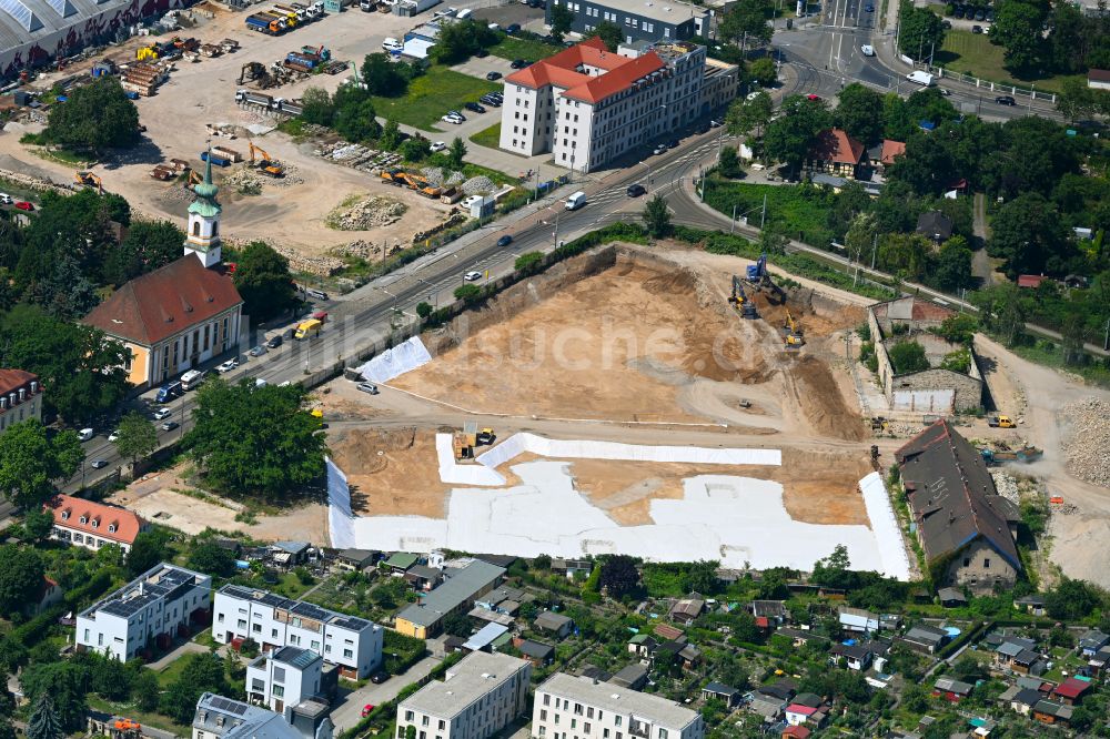 Luftbild Dresden - Neubau einer Mehrfamilienhaus-Wohnanlage Ostravorwerk in Dresden im Bundesland Sachsen, Deutschland