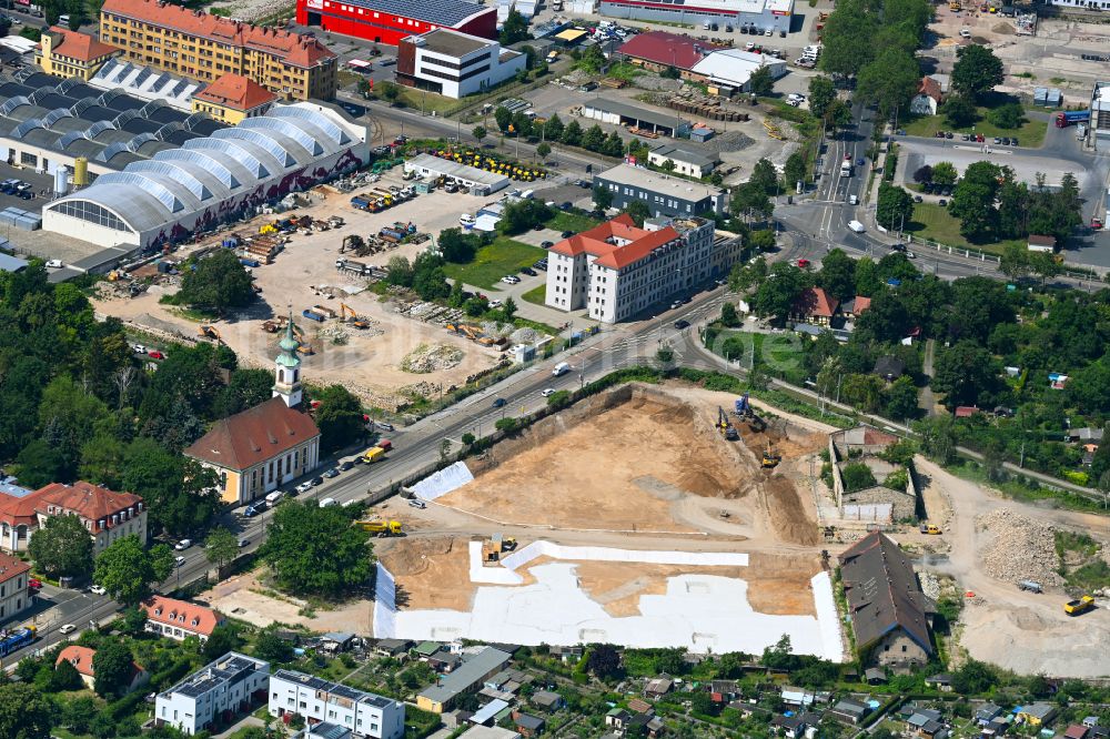 Luftaufnahme Dresden - Neubau einer Mehrfamilienhaus-Wohnanlage Ostravorwerk in Dresden im Bundesland Sachsen, Deutschland
