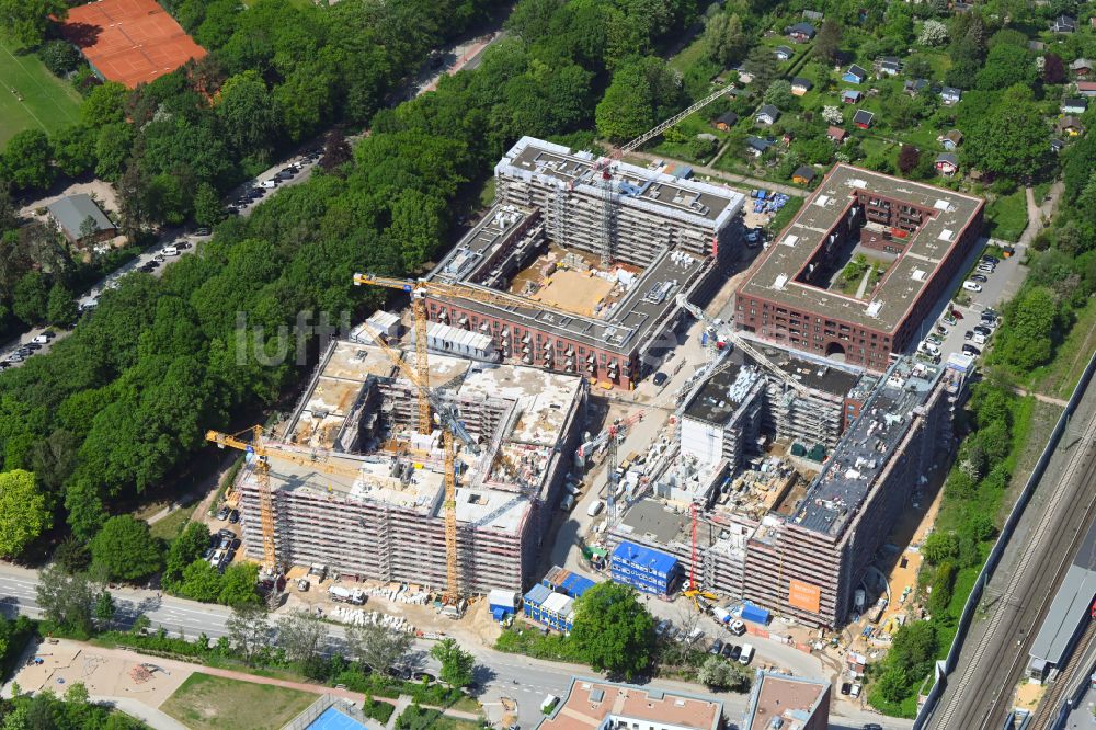 Luftbild Hamburg - Neubau einer Mehrfamilienhaus-Wohnanlage Pergolenviertel - Feldahornweg - Alte Wöhr in Hamburg, Deutschland
