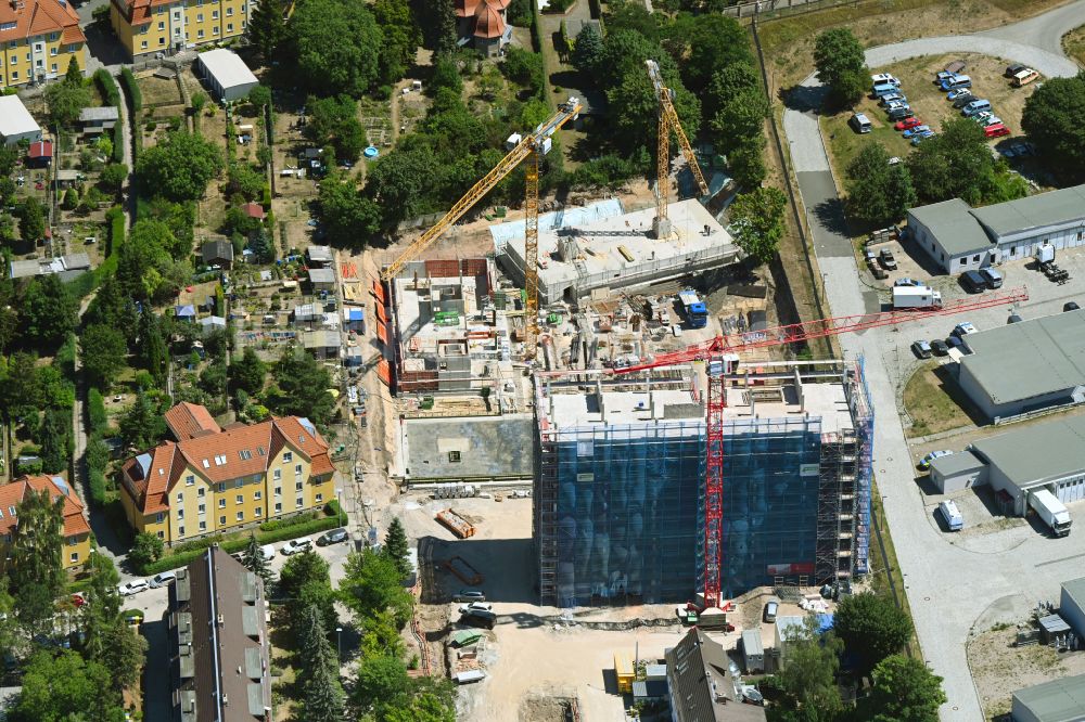 Erfurt von oben - Neubau einer Mehrfamilienhaus- Wohnanlage Peter-Vischer-Weg in Erfurt im Bundesland Thüringen, Deutschland