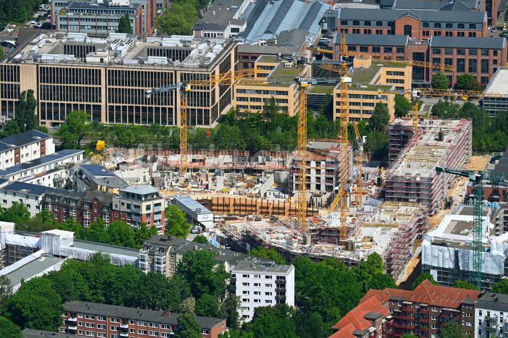 Luftbild Hamburg - Neubau einer Mehrfamilienhaus-Wohnanlage QUARTIER AN DER FRIEDENSALLEE im Ortsteil Ottensen in Hamburg, Deutschland