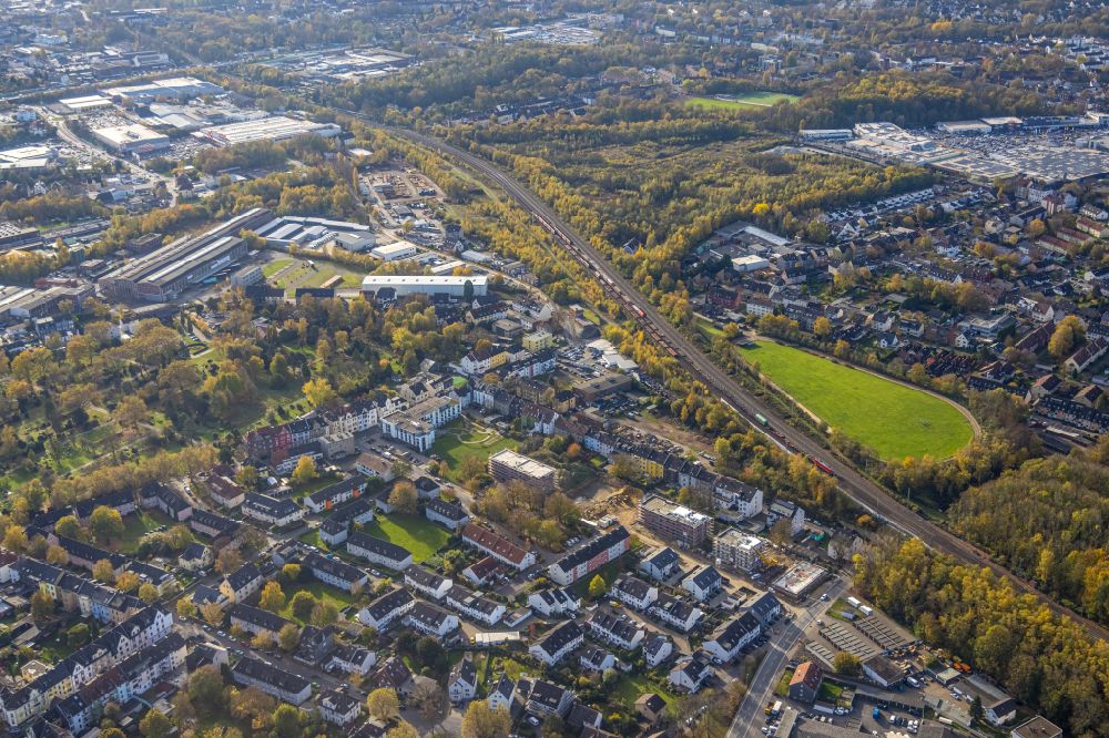 Luftbild Bochum - Neubau einer Mehrfamilienhaus-Wohnanlage des Quartiers Vorm Gruthoff in Bochum im Bundesland Nordrhein-Westfalen, Deutschland