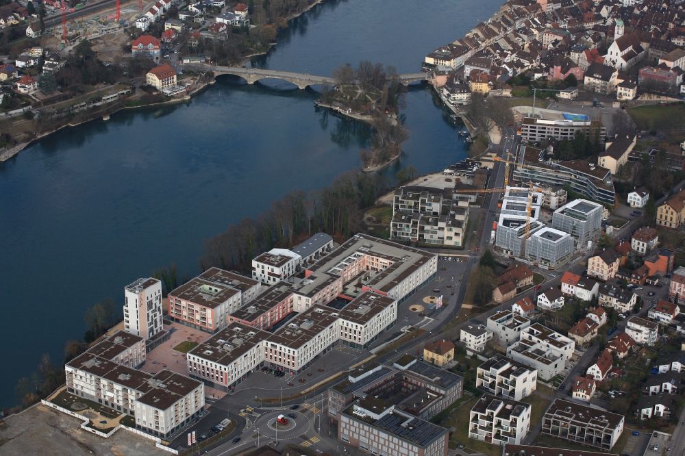 Rheinfelden aus der Vogelperspektive: Neubau einer Mehrfamilienhaus-Wohnanlage Salmenpark in Rheinfelden in der Schweiz