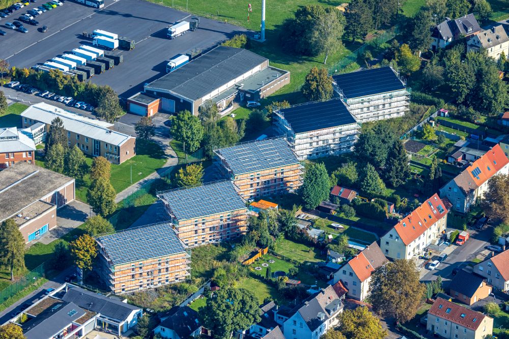 Luftaufnahme Unna - Neubau einer Mehrfamilienhaus-Wohnanlage in Unna im Bundesland Nordrhein-Westfalen, Deutschland