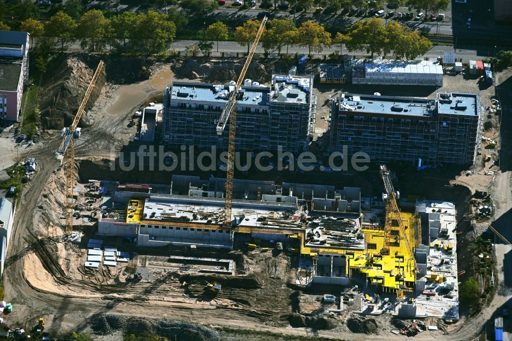 Mannheim aus der Vogelperspektive: Neubau einer Mehrfamilienhaus-Wohnanlage - Wohnareal TURLEY in Mannheim im Bundesland Baden-Württemberg, Deutschland
