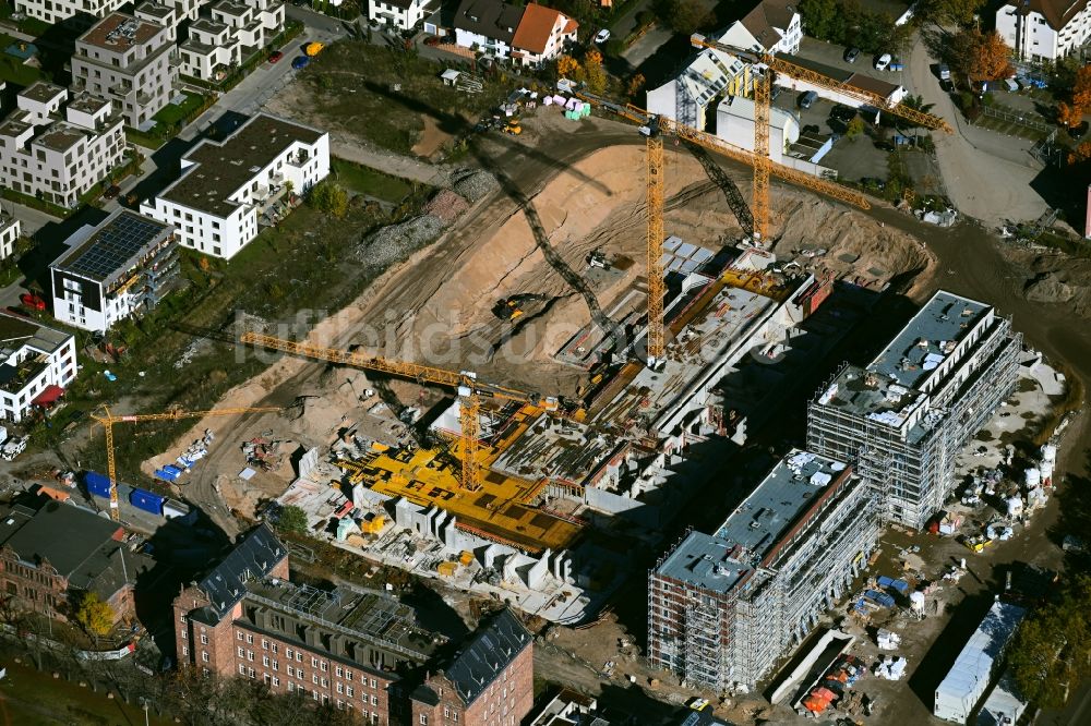 Luftaufnahme Mannheim - Neubau einer Mehrfamilienhaus-Wohnanlage - Wohnareal TURLEY in Mannheim im Bundesland Baden-Württemberg, Deutschland