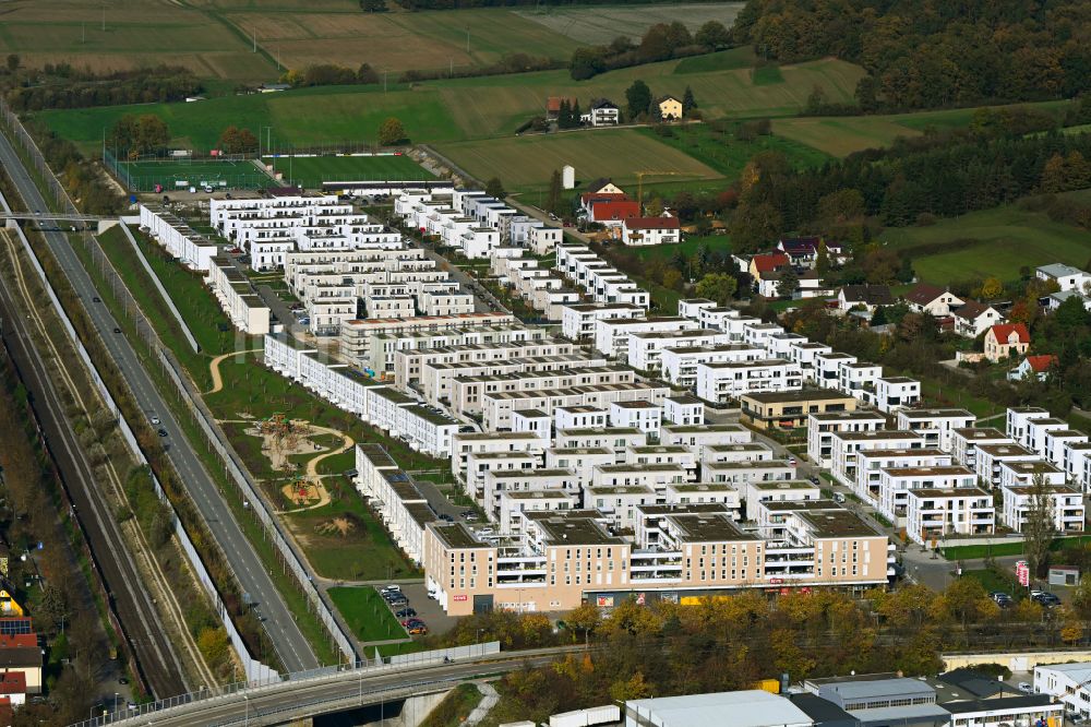 Luftbild Regensburg - Neubau einer Mehrfamilienhaus-Wohnanlage Wohnen in den Obstgärten im Ortsteil Brandlberg in Regensburg im Bundesland Bayern, Deutschland